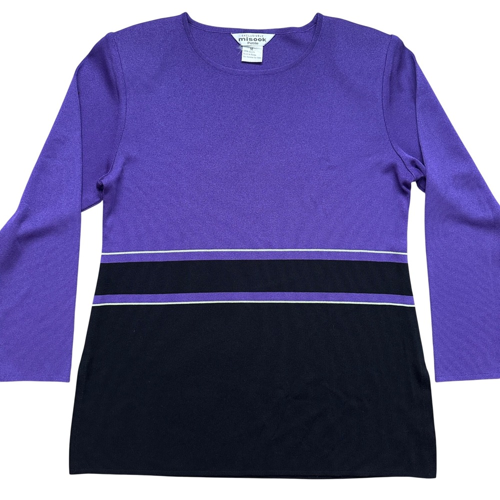 EXCLUSIVELY MISOOK  PM Top Long Sleeve Pullover Tunic Side Slits Career‎ Office